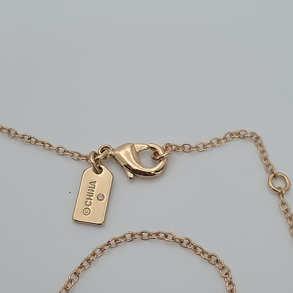 Vtg COACH Necklace Open Circle Crystal Pendant Rose Gold Plate Round‎ Link 18" - Picture 9 of 15